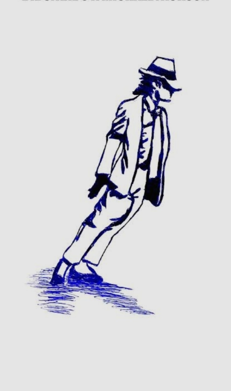 Desenho de Michael Jackson em sua pose inclinada de dança