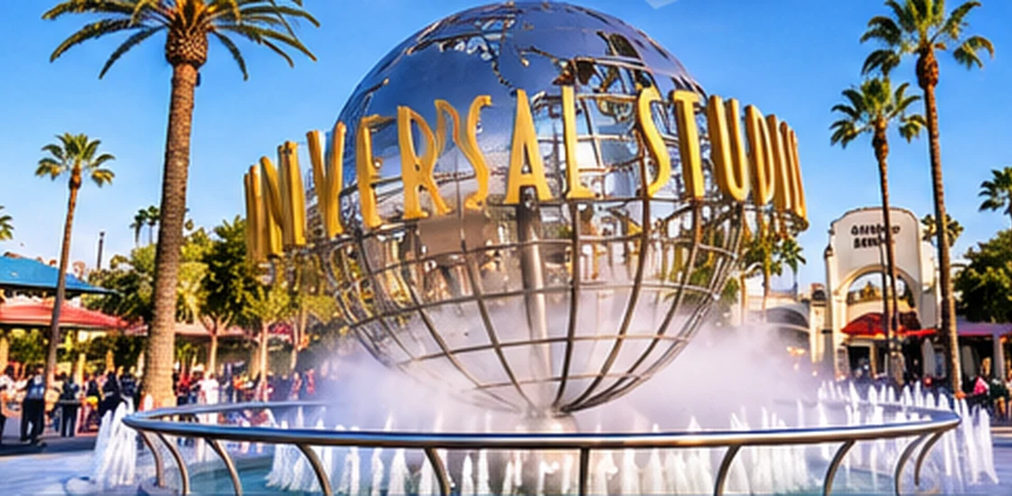 Ilustração colorida do globo Universal Studios Hollywood
