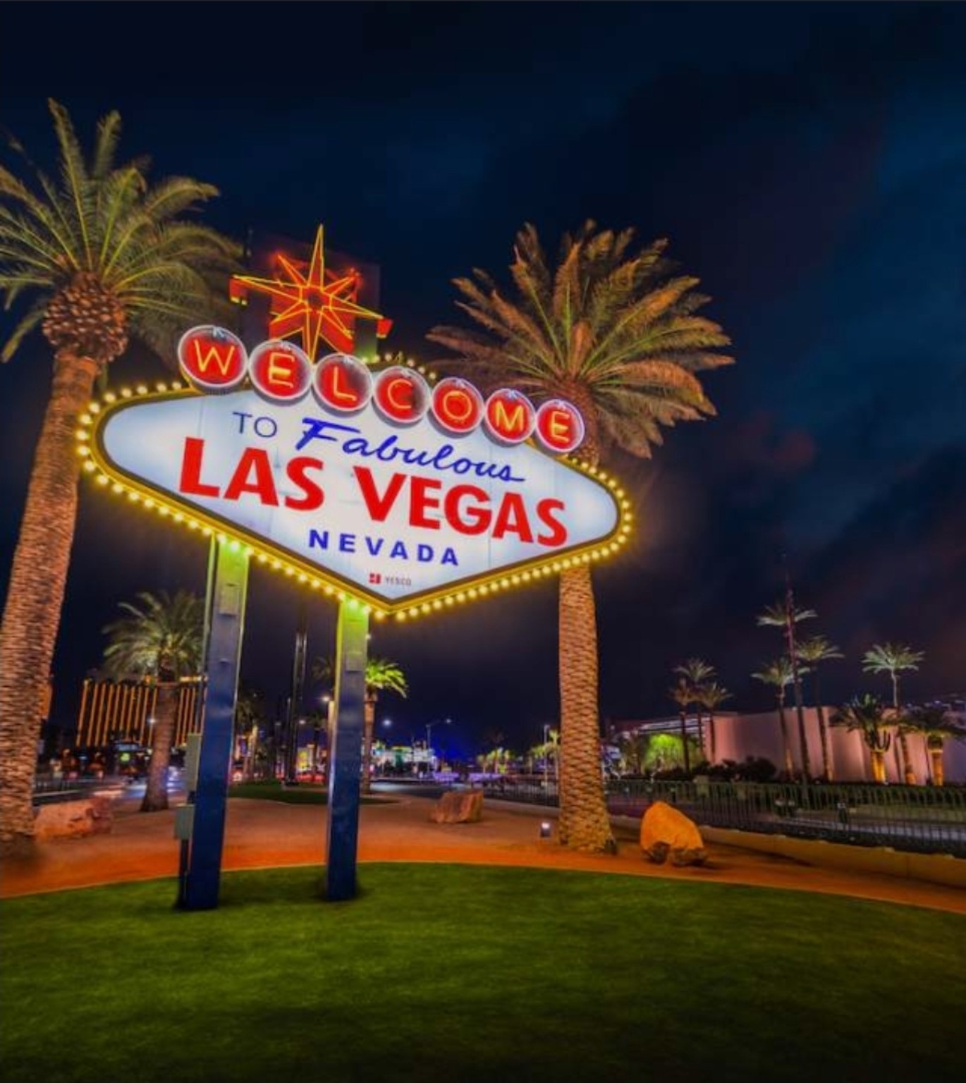 Letreiro Welcome to Fabulous Las Vegas iluminado à noite