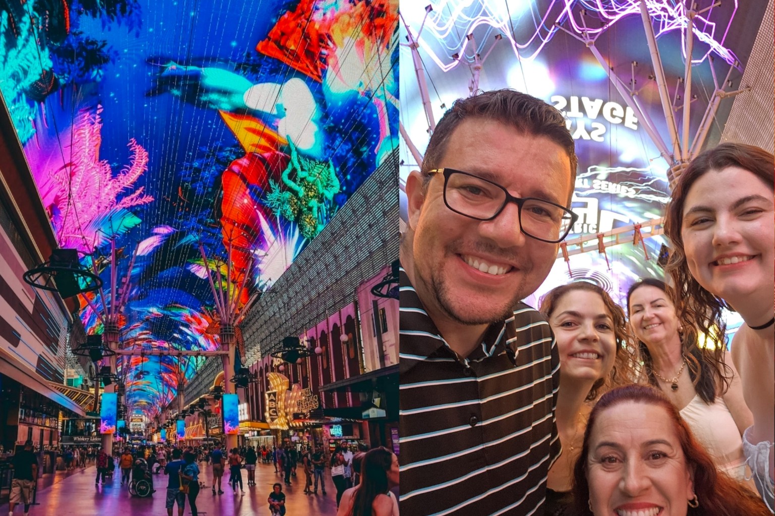 Fremont Street — cobertura de luzes e foto de visitantes